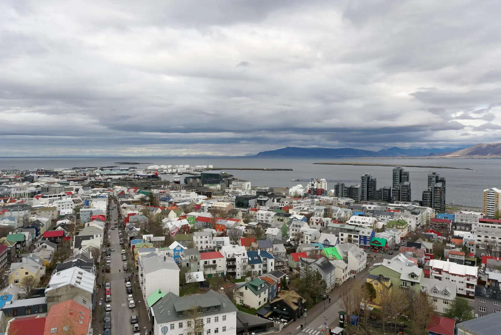 Översikt över Reykjavik från Hallgrímskirkja