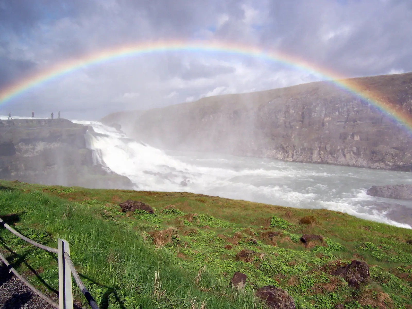 Gullfoss med regnbåge på Island